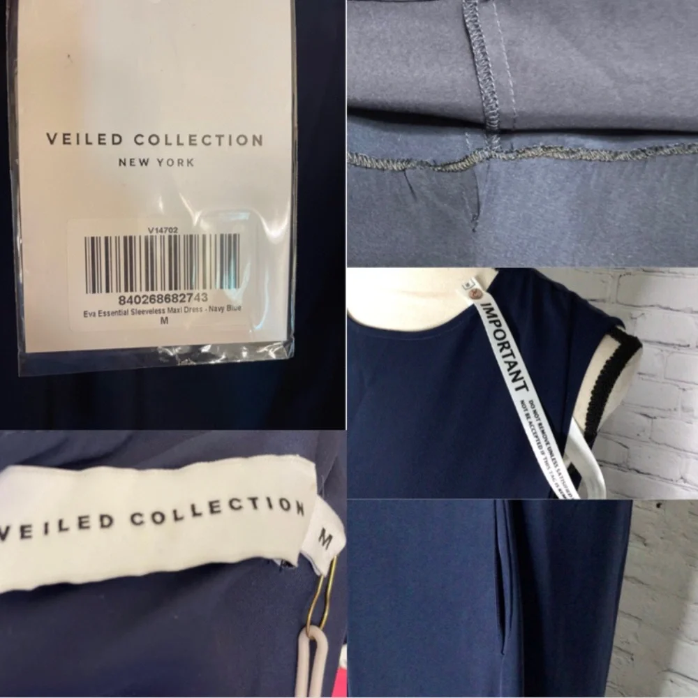Veiled Collection Navy Blue Eva Essential Sleeveless Midi Dress Medium NWT